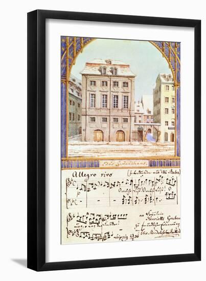 The Leipzig Gewandhaus with a Piece of Music by Felix Mendelssohn (1809-47)-null-Framed Giclee Print