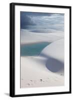 The Lencois Maranhenses Sand Dunes and Lagoons at Sunset in Maranhao State, Brazil-Alex Saberi-Framed Photographic Print