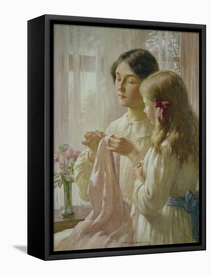 The Lesson (W/C and Bodycolour on Paper)-William Kay Blacklock-Framed Stretched Canvas