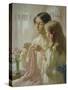 The Lesson (W/C and Bodycolour on Paper)-William Kay Blacklock-Stretched Canvas