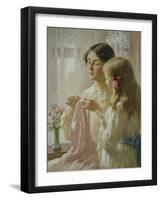 The Lesson (W/C and Bodycolour on Paper)-William Kay Blacklock-Framed Giclee Print