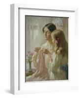 The Lesson (W/C and Bodycolour on Paper)-William Kay Blacklock-Framed Giclee Print