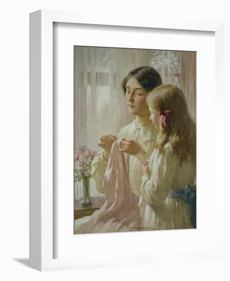 The Lesson (W/C and Bodycolour on Paper)-William Kay Blacklock-Framed Giclee Print