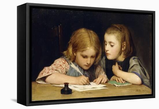 The Lesson-Albert Anker-Framed Stretched Canvas