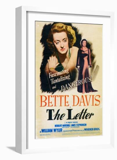 The Letter, Bette Davis on Midget Window Card, 1941-null-Framed Art Print