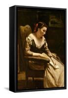 The Letter, c.1865-Jean Baptiste Camille Corot-Framed Stretched Canvas