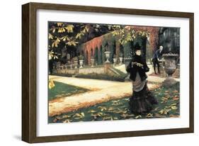 The Letter Came In Handy By Tissot-James Tissot-Framed Art Print