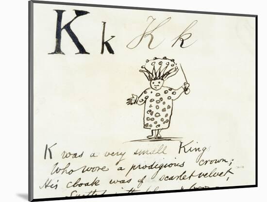 The Letter K of the Alphabet, c.1880 Pen and Indian Ink-Edward Lear-Mounted Giclee Print