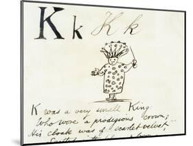 The Letter K of the Alphabet, c.1880 Pen and Indian Ink-Edward Lear-Mounted Giclee Print