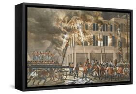 The Life of a Fireman, Now Then with a Will - Shake Her Up Boys!, 1854-Currier & Ives-Framed Stretched Canvas