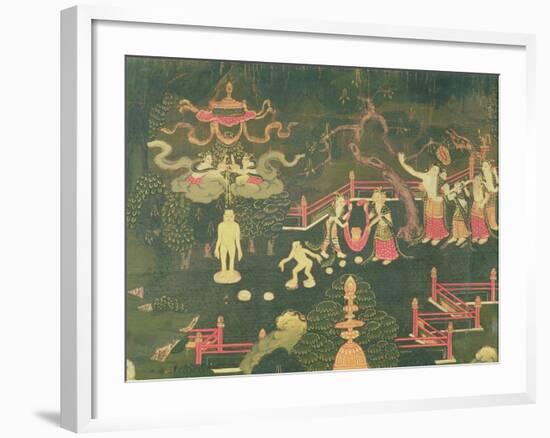 The Life of Buddha Shakyamuni, Detail of His Childhood, Tibetan, 18th Century-null-Framed Giclee Print