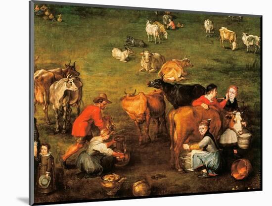 the Life of the Peasants , Detail of a Painting by Jan Bruegel, 1617-Jan the Elder Brueghel-Mounted Giclee Print