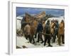 The Lifeboat Is Taken Through the Dunes, 1883-Michael Ancher-Framed Giclee Print