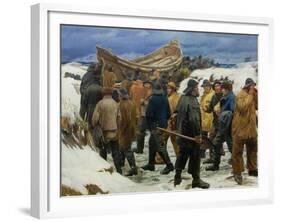 The Lifeboat Is Taken Through the Dunes, 1883-Michael Ancher-Framed Giclee Print