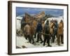 The Lifeboat Is Taken Through the Dunes, 1883-Michael Ancher-Framed Giclee Print