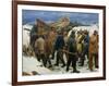 The Lifeboat Is Taken Through the Dunes, 1883-Michael Ancher-Framed Giclee Print