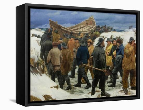 The Lifeboat Is Taken Through the Dunes, 1883-Michael Ancher-Framed Stretched Canvas