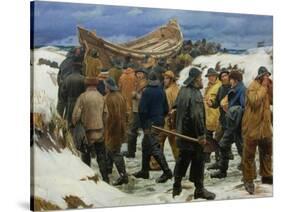 The Lifeboat Is Taken Through the Dunes, 1883-Michael Ancher-Stretched Canvas