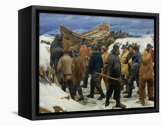 The Lifeboat Is Taken Through the Dunes, 1883-Michael Ancher-Framed Stretched Canvas