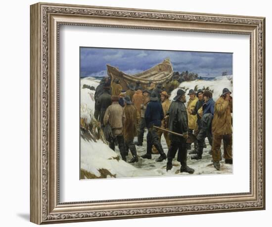 The Lifeboat is Taken through the Dunes, 1883-Michael Peter Ancher-Framed Giclee Print