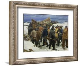 The Lifeboat is Taken through the Dunes, 1883-Michael Peter Ancher-Framed Giclee Print