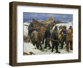 The Lifeboat is Taken through the Dunes, 1883-Michael Peter Ancher-Framed Giclee Print