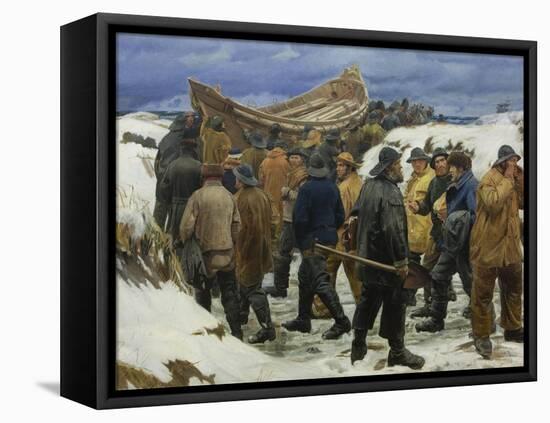 The Lifeboat is Taken through the Dunes, 1883-Michael Peter Ancher-Framed Stretched Canvas