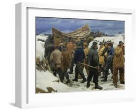 The Lifeboat is Taken through the Dunes, 1883-Michael Peter Ancher-Framed Giclee Print