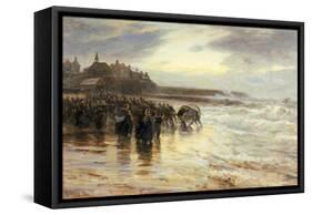 The Lifeboat Off, 1884-Robert Jobling-Framed Stretched Canvas