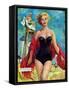 The Lifeguard & The Lady  - Saturday Evening Post "Leading Ladies", August 27, 1955 pg.24-Bn Stahl-Framed Stretched Canvas