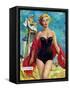 The Lifeguard & The Lady  - Saturday Evening Post "Leading Ladies", August 27, 1955 pg.24-Bn Stahl-Framed Stretched Canvas