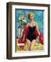 The Lifeguard & The Lady  - Saturday Evening Post "Leading Ladies", August 27, 1955 pg.24-Bn Stahl-Framed Giclee Print