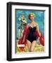 The Lifeguard & The Lady  - Saturday Evening Post "Leading Ladies", August 27, 1955 pg.24-Bn Stahl-Framed Giclee Print