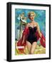 The Lifeguard & The Lady  - Saturday Evening Post "Leading Ladies", August 27, 1955 pg.24-Bn Stahl-Framed Giclee Print