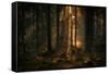 The light in the forest-Allan Wallberg-Framed Stretched Canvas