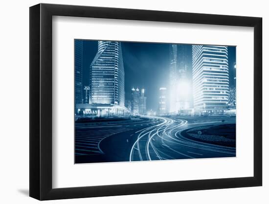 The Light Trails on the Steet-liufuyu-Framed Photographic Print