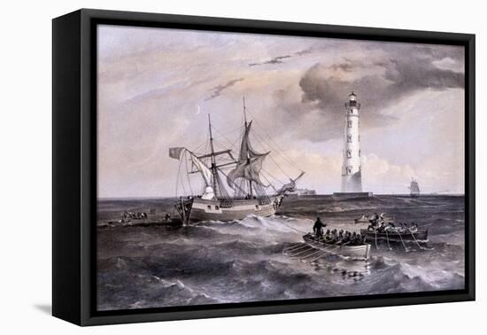 The Lighthouse at Cape Chersonese, Looking South, Crimea, Ukraine, 1855-Thomas Goldsworth Dutton-Framed Stretched Canvas