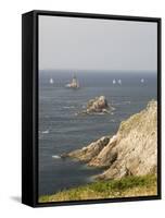 The Lighthouse at Pointe Du Raz, Southern Finistere, Brittany, France-Amanda Hall-Framed Stretched Canvas