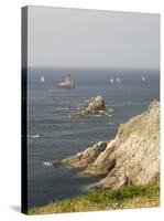 The Lighthouse at Pointe Du Raz, Southern Finistere, Brittany, France-Amanda Hall-Stretched Canvas