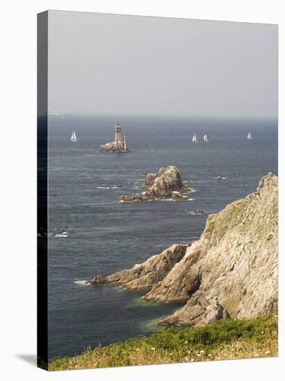 The Lighthouse at Pointe Du Raz, Southern Finistere, Brittany, France-Amanda Hall-Stretched Canvas