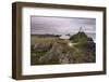 The lighthouse at the edge of Llanddwyn Islan, under a pink cloudy sky, Anglesey, Wales, United Kin-Stephen Spraggon-Framed Photographic Print