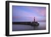 The Lighthouse at Watchet, Somerset, at High Tide under a Colourful Dawn Sky-Stephen Spraggon-Framed Photographic Print