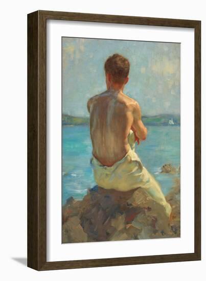 the Lighthouse , Falmouth. 1919 (Oil on Canvas)-Henry Scott Tuke-Framed Giclee Print