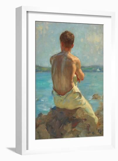 the Lighthouse , Falmouth. 1919 (Oil on Canvas)-Henry Scott Tuke-Framed Giclee Print