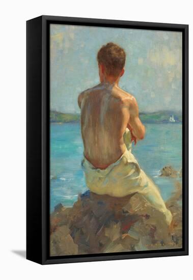 the Lighthouse , Falmouth. 1919 (Oil on Canvas)-Henry Scott Tuke-Framed Stretched Canvas