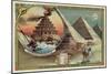 The Lighthouse of Alexandria and the Pyramids of Giza, Egypt-null-Mounted Giclee Print