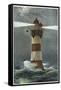 The Lighthouse on Roten Sande in the Weser Estuary on Germany's Nordzee Coast-Willy Stower-Framed Stretched Canvas