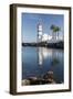 The Lighthouse Reflected in the Blue Water under the Blue Summer Sky, Cascais, Estoril Coast-Roberto Moiola-Framed Photographic Print