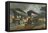 The Lightning Express Trains, 1863-Currier & Ives-Framed Stretched Canvas