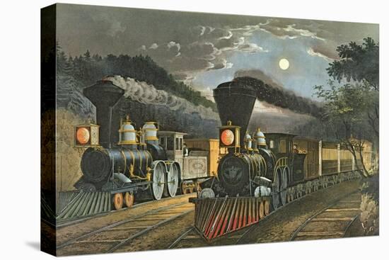 The Lightning Express Trains, 1863-Currier & Ives-Stretched Canvas